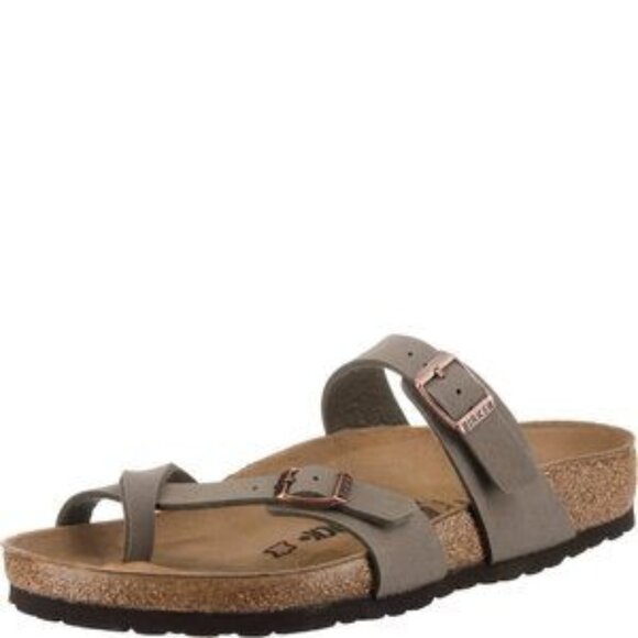 BIRKENSTOCK WOMEN'S MAYARI ADJUSTABLE TOE LOOP CORK FOOTBED SANDAL STONE Size 39 - Picture 2 of 7